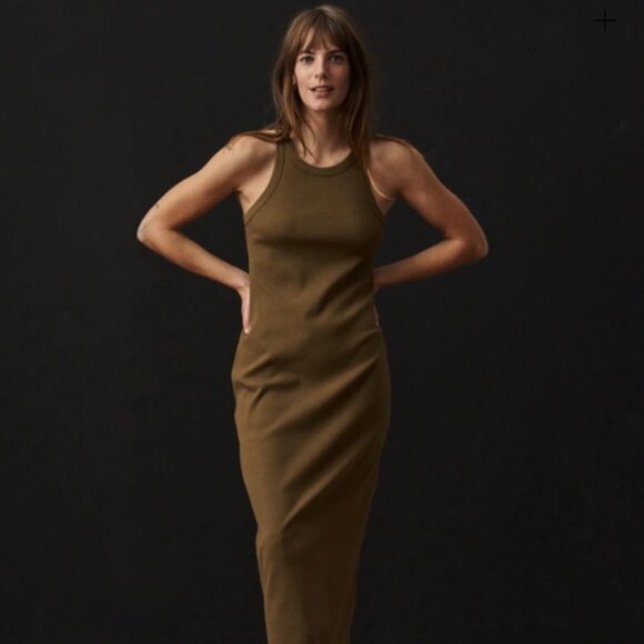 Buck Mason Surplus Rib Tank Dress Scoop Neck Sleeveless | Sage Green | Sz M - Picture 4 of 7